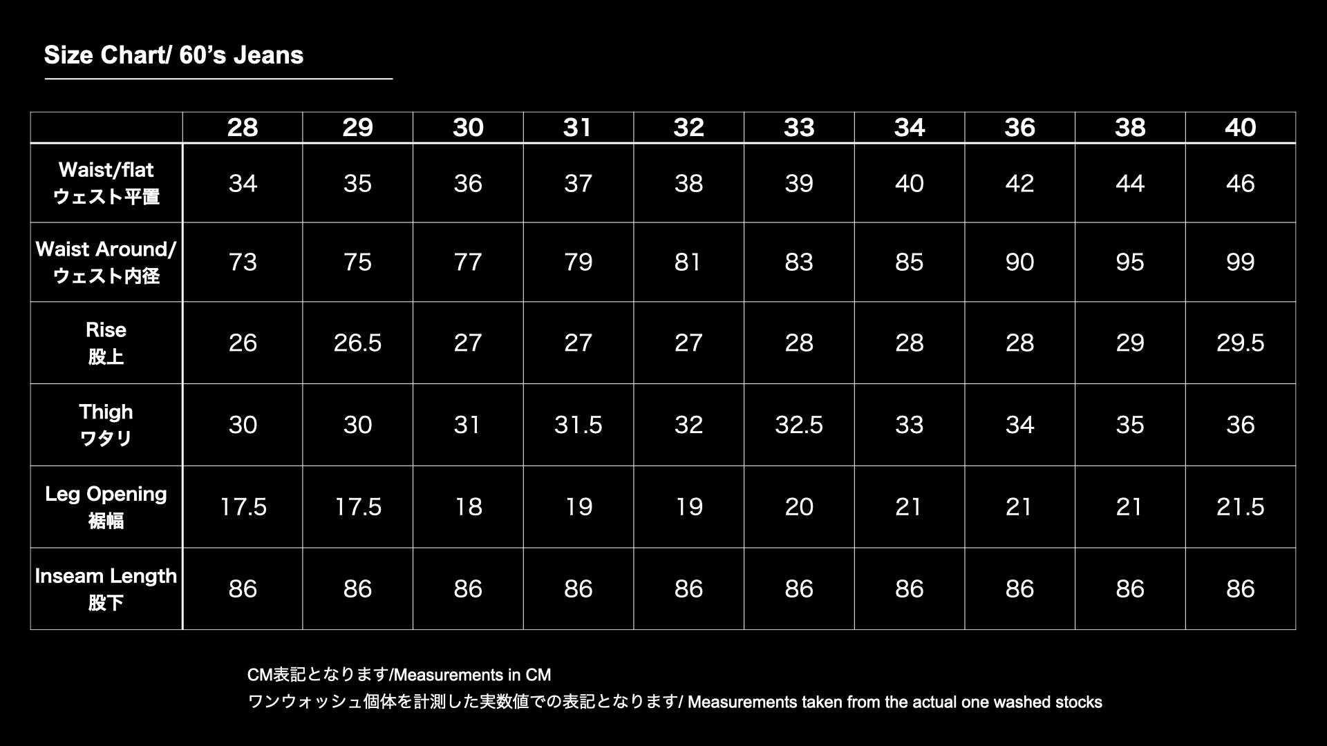 60's Jeans/ One-Wash